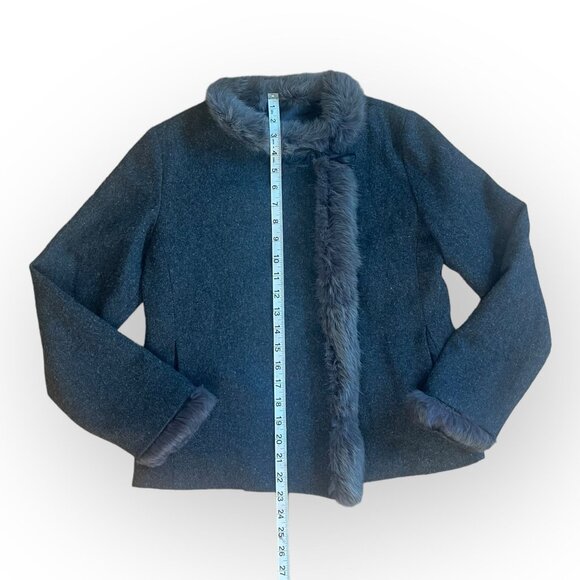VTG Gray Fur Cardigan with Soft Fur Trim Small - Picture 7 of 8